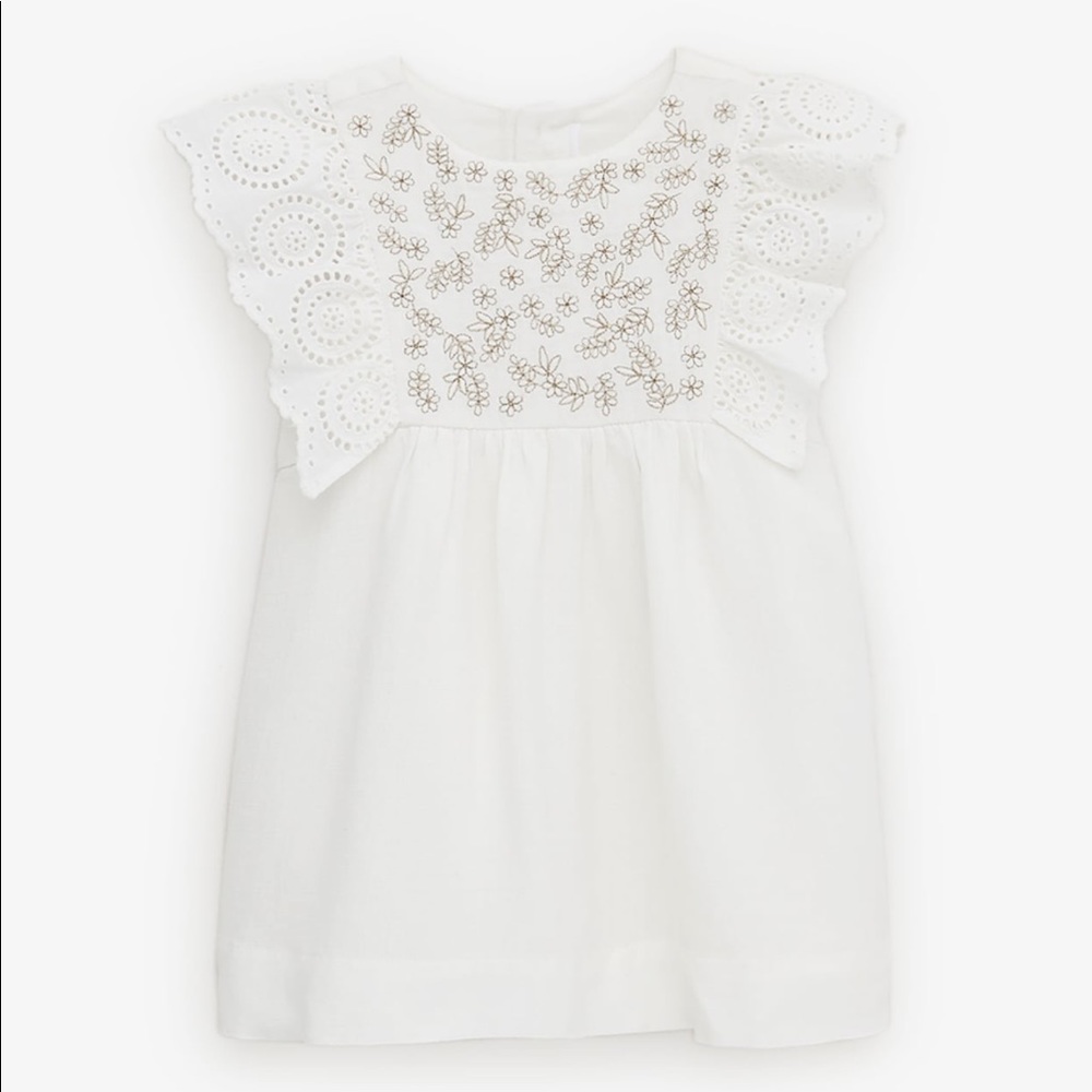 Zara White Sparkly Embroidered Dress